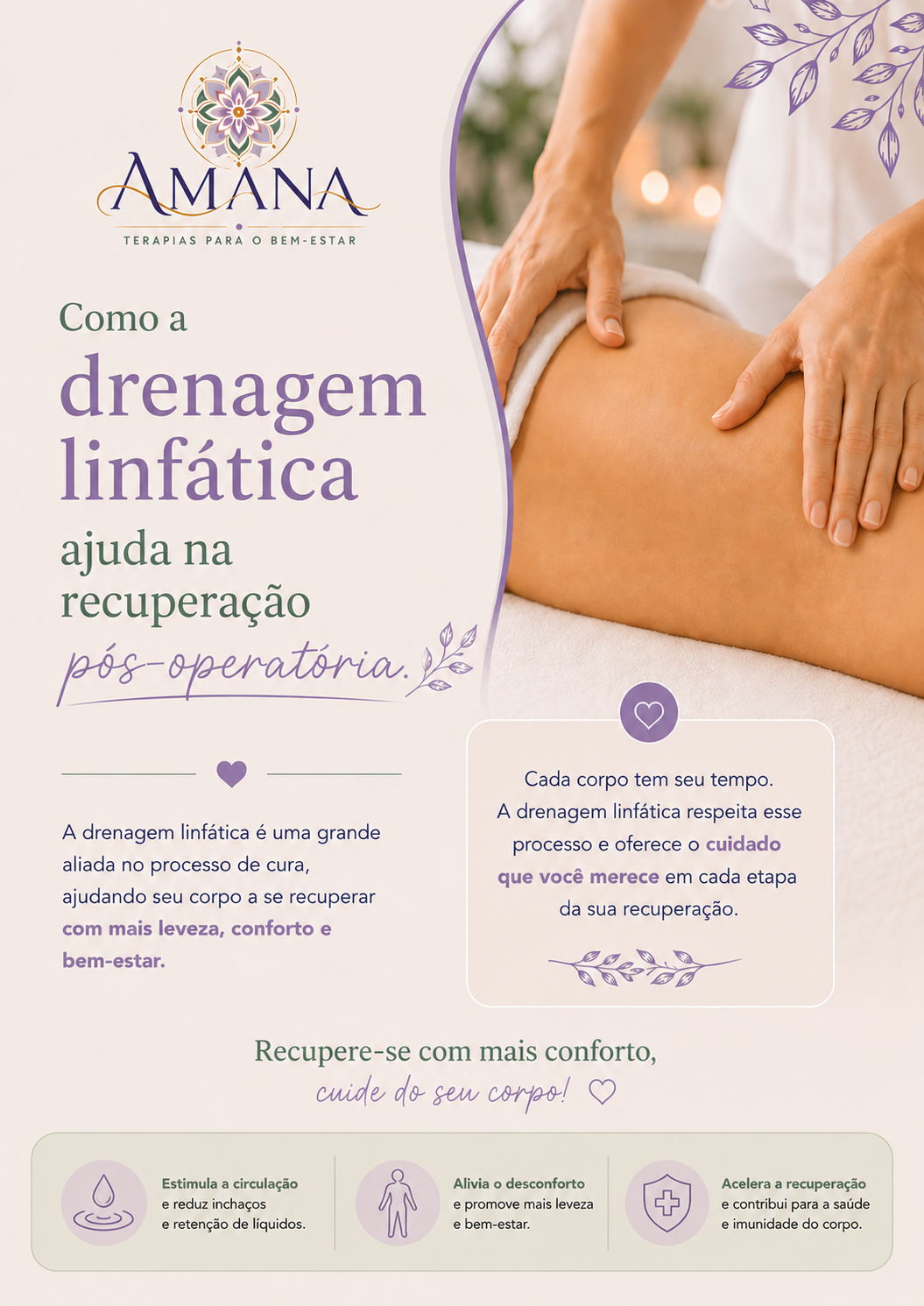 Como a drenagem linfática ajuda na recuperação pós-operatória.